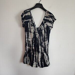 Ladies SZ M Armani Exchange Navy/White Tie-Dye T-Shirt